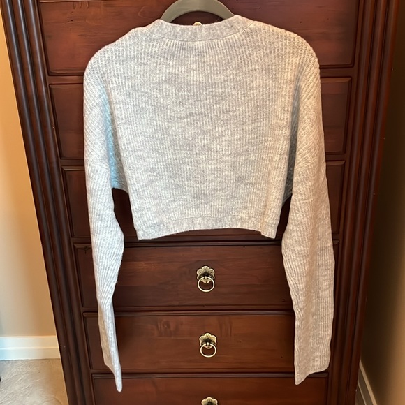 For Love and Lemons Grey Cardigan Cropped Sweater NWT - Picture 7 of 13